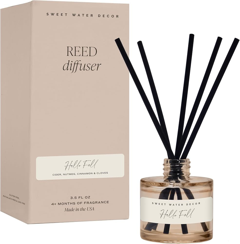 Sweet Water Decor Hello Fall Reed Diffuser, Cozy Autumn Home Scent with Apple Cider & Spice, Long... | Amazon (US)