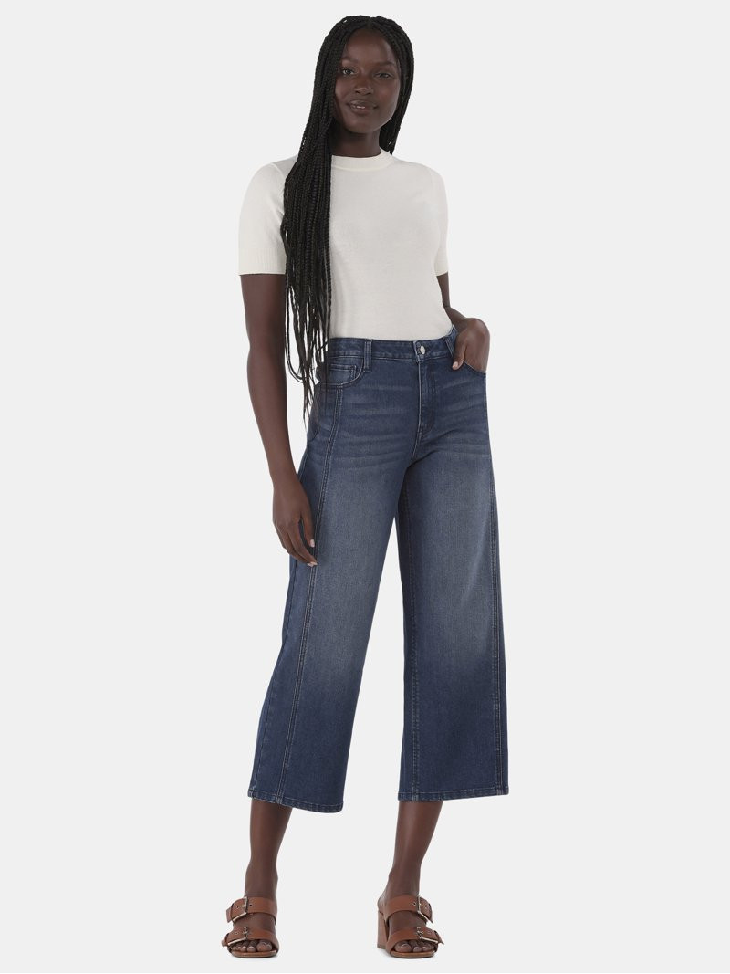 Time and Tru Women's Cropped Wide Leg Jeans, 26" Inseam, Sizes 0-22 | Walmart (US)
