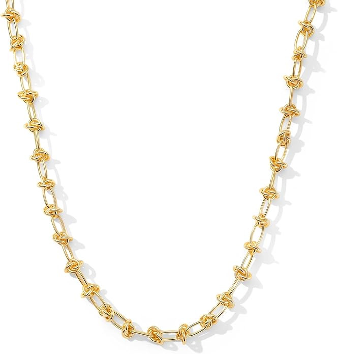 Gold Chunky Necklace for Women 14K Gold Plated Link Choker Adjustable Chain Choker Necklace Trend... | Amazon (US)