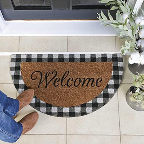 Half Round Door Mat, 17x30 Farmhouse Check Welcome Mat, Fall Doormat Outdoor, Cute Welcome Mats f... | Amazon (US)