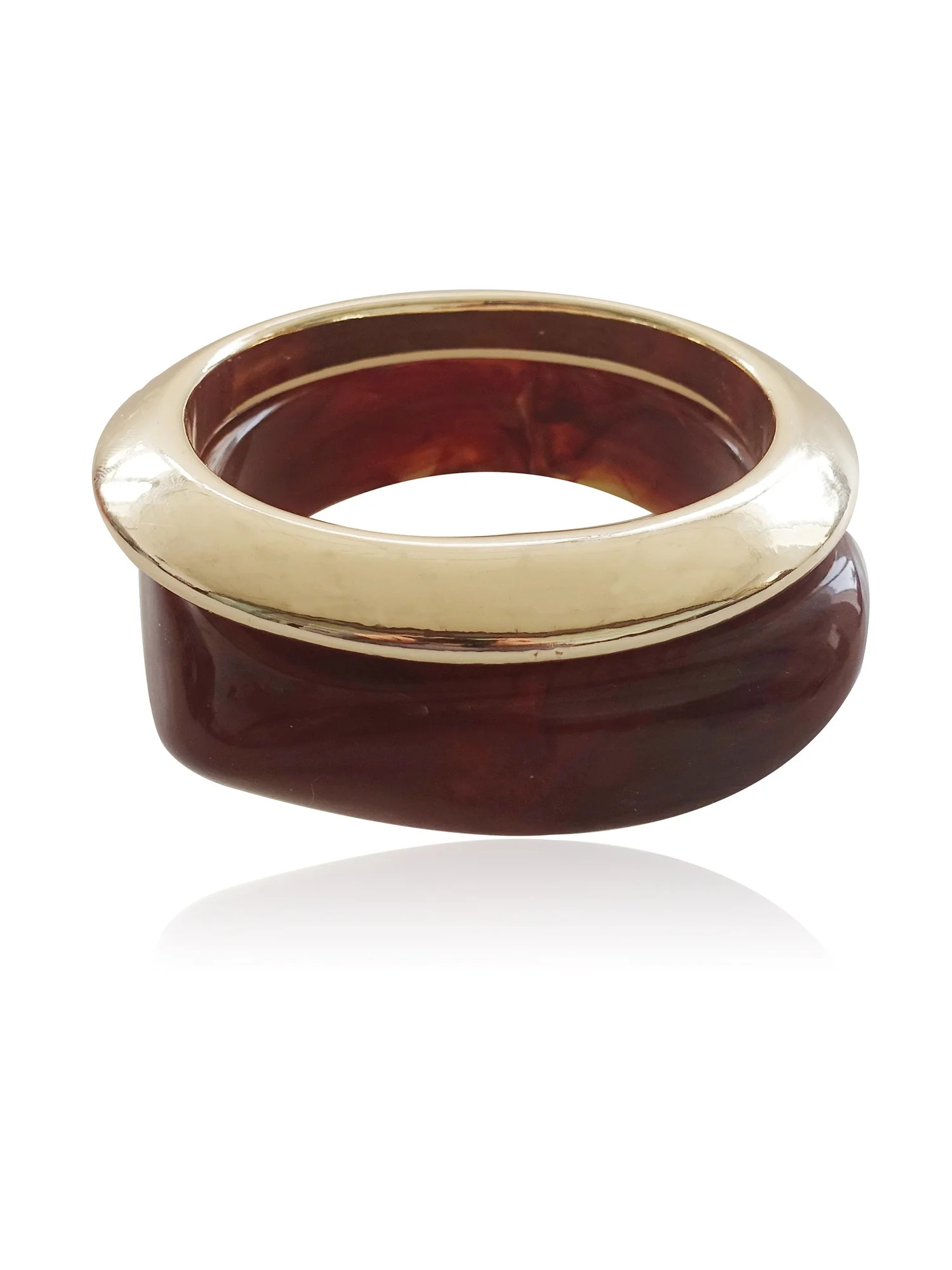 Time and Tru Women's Resin and Metal Square Bangle Set In Gold Plated Color | Walmart (US)