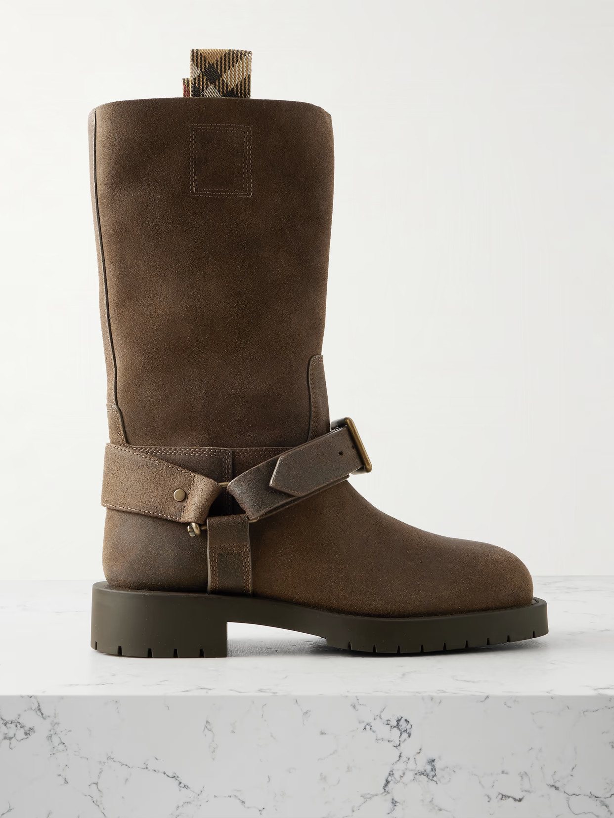 Burberry - Buckled Suede Boots - Green | NET-A-PORTER (US)