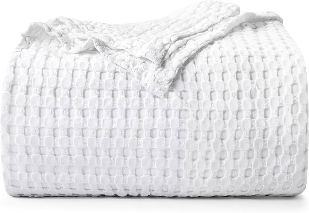 Utopia Bedding Cotton Waffle Blanket 300 GSM (White - 90x90 Inches) Soft Lightweight Breathable Bed Blanket Queen Size Layering Any Bed for All Season | Amazon (US)