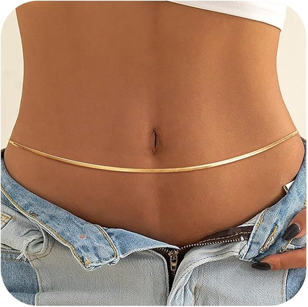 CHESKY 14K Gold Plated Silver Plated Waist Chain for Women, Layered Belly Belt Chains Beach Waist... | Amazon (US)