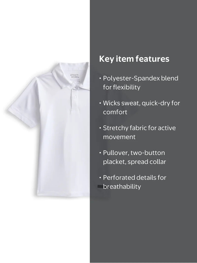 Athletic Works Boys Active Polo Shirt with Short Sleeves, Sizes 4-18 | Walmart (US)