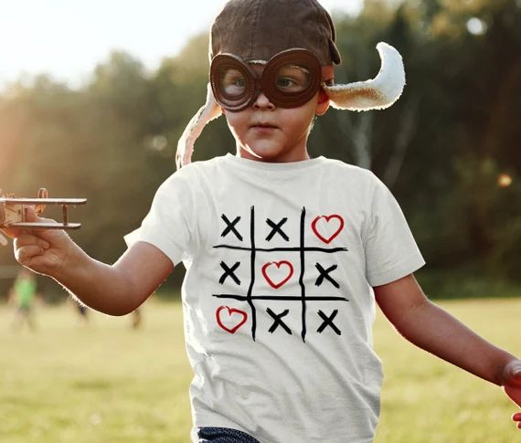 Valentine's Day Shirt - Tic Tac toe Kids Valentines hearts - Girls Valentine Tee - Boys Valentine... | Etsy (US)