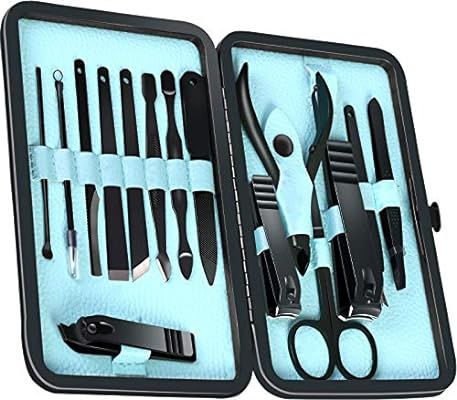 15-Piece Manicure Set for Women Men Nail Clippers Stainless Steel Manicure Kit - Portable Travel ... | Amazon (US)