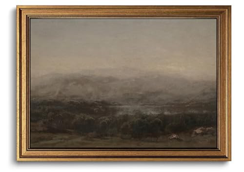 Gold Framed Wall Art Vintage Landscape Canvas Art Farmhouse Dark Picture Moody Wall Decor Antique Prints Rustic Paintings Country Artwork for Bedroom Living Room 16x24 Inch | Amazon (US)