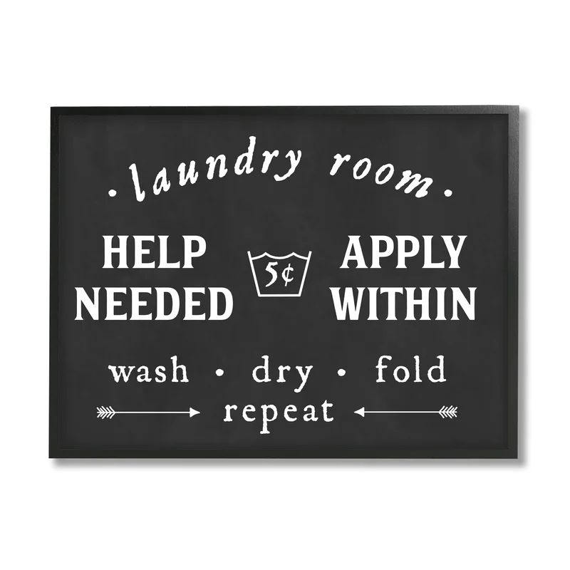 Vintage Help Wanted Laundry Room Sign by Lettered And Lined - Textual Art | Wayfair North America