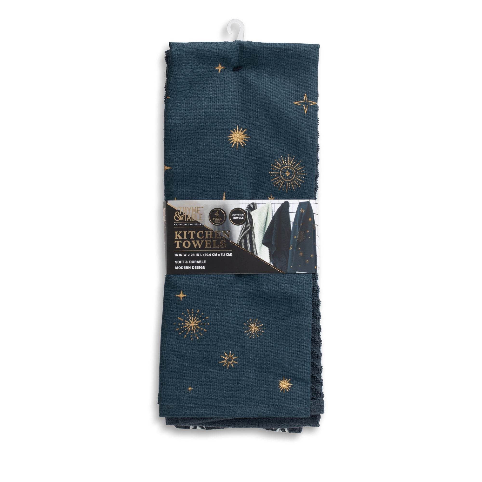 Thyme & Table Kitchen Towels, Navy Celestial, 4 Pack Set | Walmart (US)