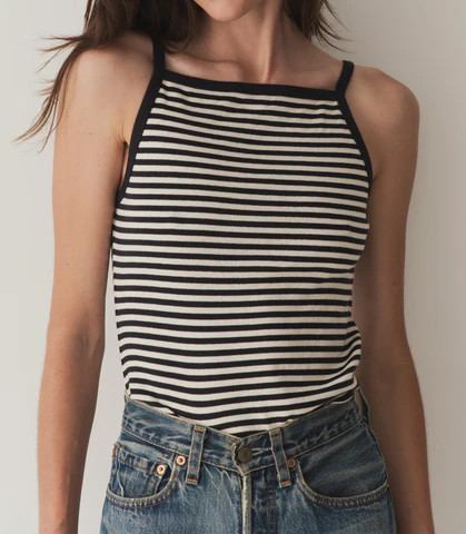 D�?EN Angie Tank -- Nantucket Stripe - Size - Xl Top Cotton Fitted Sleeveless Stripe | DOEN
