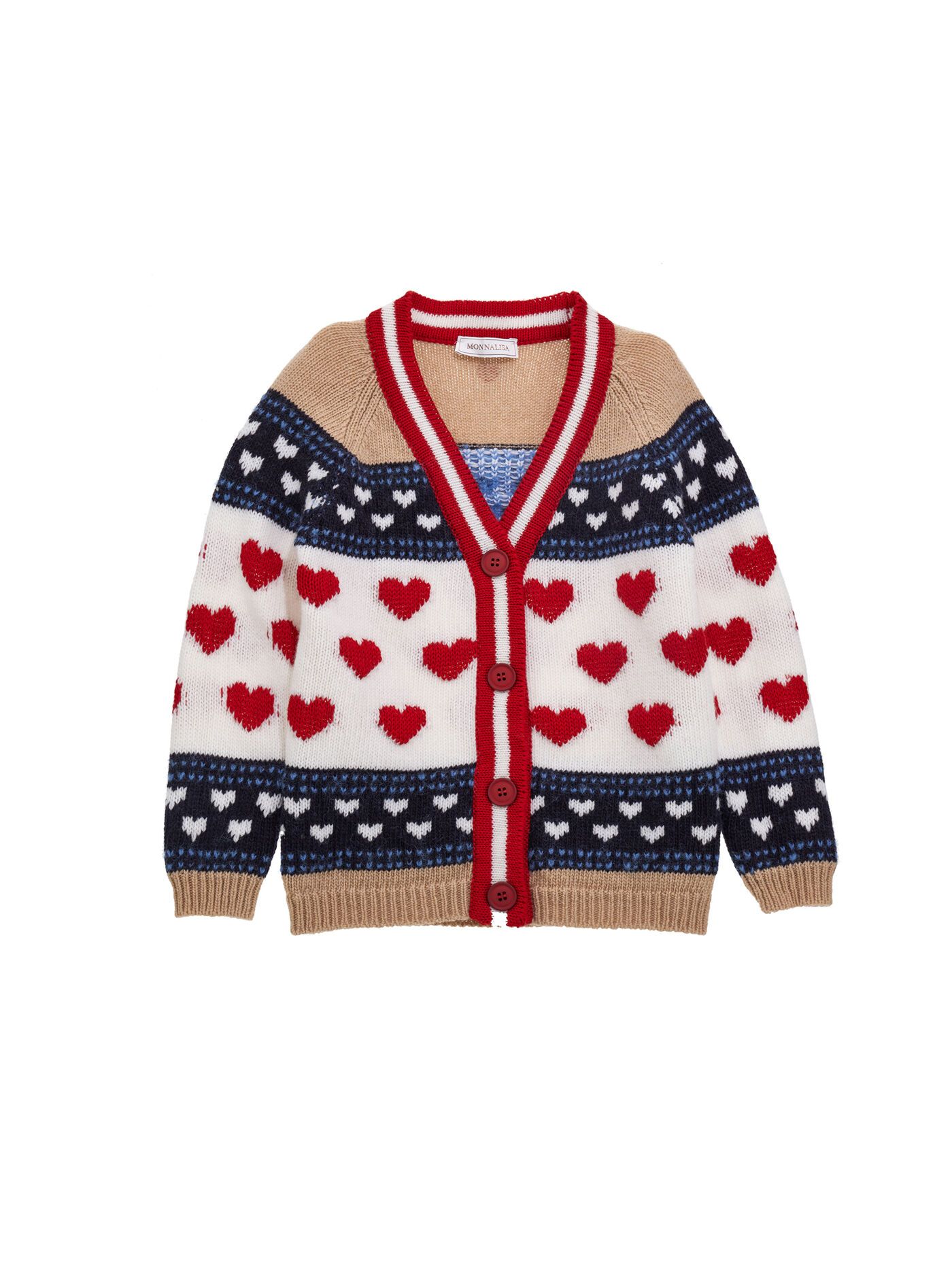 Hearts jacquard wool cardigan | Monnalisa