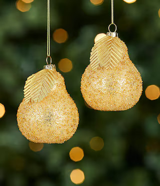 Miracle & Wonder Collection Beaded Pear Glass Ornament Set | Dillard's