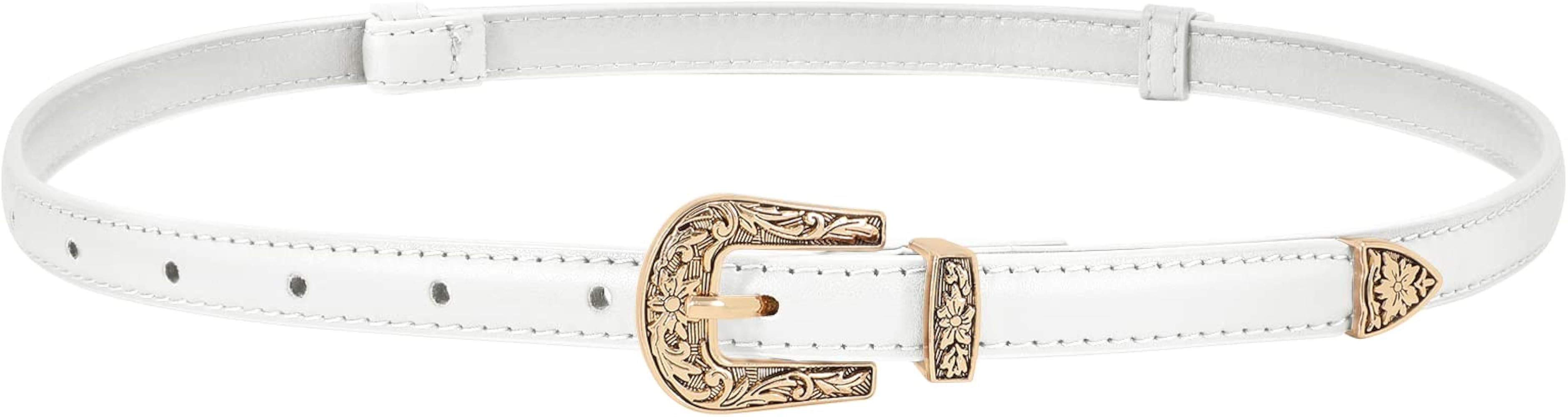 SUOSDEY Trendy Western Skinny Belts for Women Adjustable Leather Thin Waist Belt for Dresses with... | Amazon (US)