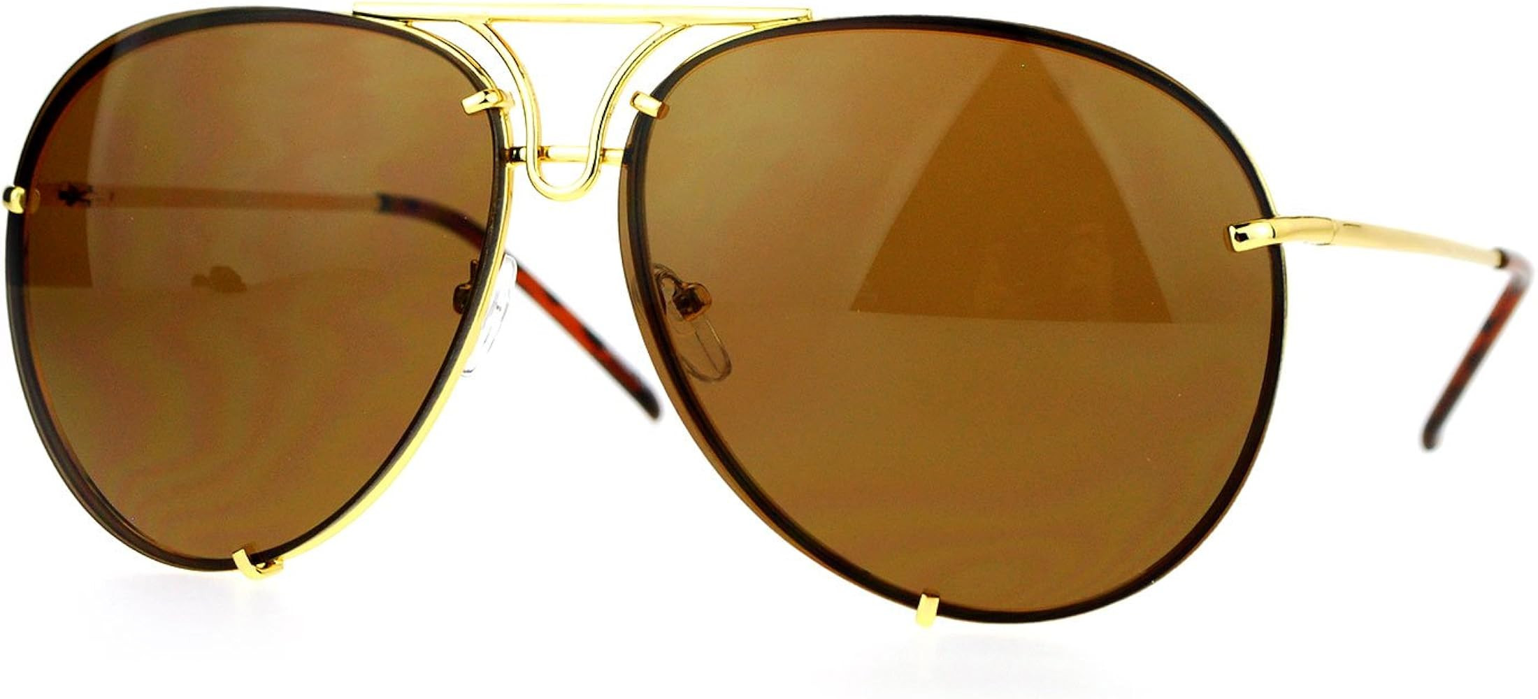 JuicyOrange Oversized Round Pilot Sunglasses Metal Rims Behind Lens Spring Hinge | Amazon (US)