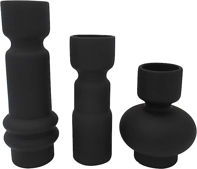 Amazon Brand – Rivet Modern Totem Stoneware Vases, Set of 3, Black | Amazon (US)