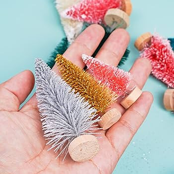 Yookat 51Pcs Mini Pine Trees Artificial Mini Trees with Wood Base Sisal Trees Bottle Brush Trees ... | Amazon (US)