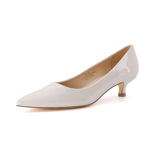 CUSHIONAIRE Bay Kitten Heels for Women – Pointed Toe Slip On Low Heel Womens Dress Shoes with Memory Foam, Bone 10W | Amazon (US)