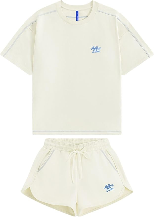 Aelfric Eden Cloud Oversized Sweat Set for women 2 Piece Shorts Sets 2026 Summer Casual Loose Sho... | Amazon (US)