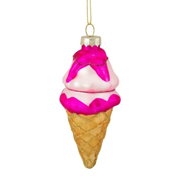 4.25" Pink and Gold Glass Ice Cream Cone Christmas Ornament - Walmart.com | Walmart (US)