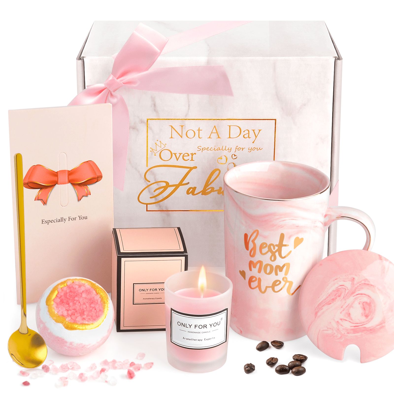 Roze Geschenk Sets Doos , 1 Sets Bevat 5 : 1 Roze Keramiek Beker , 1 Gouden Roestvrij Staal Lepel... | SHEIN