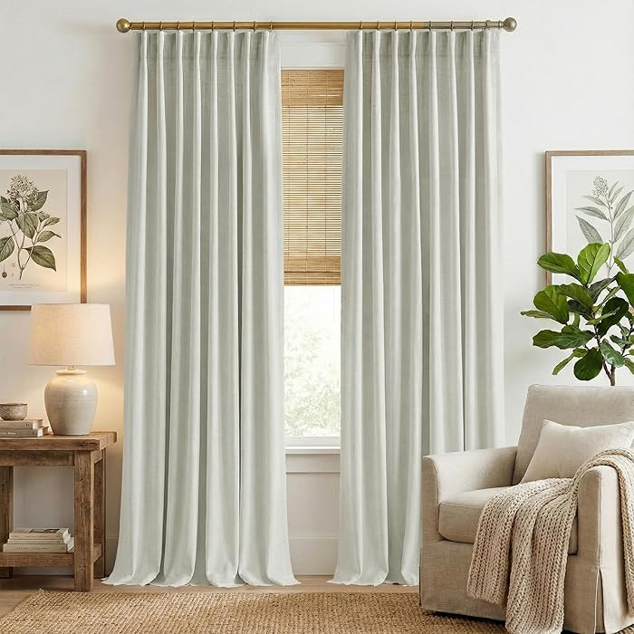 Room Darkening Faux Linen Curtains for Bedroom, Rod Pocket/Back Tab/Hook Belt Linen Burlap Light ... | Amazon (US)