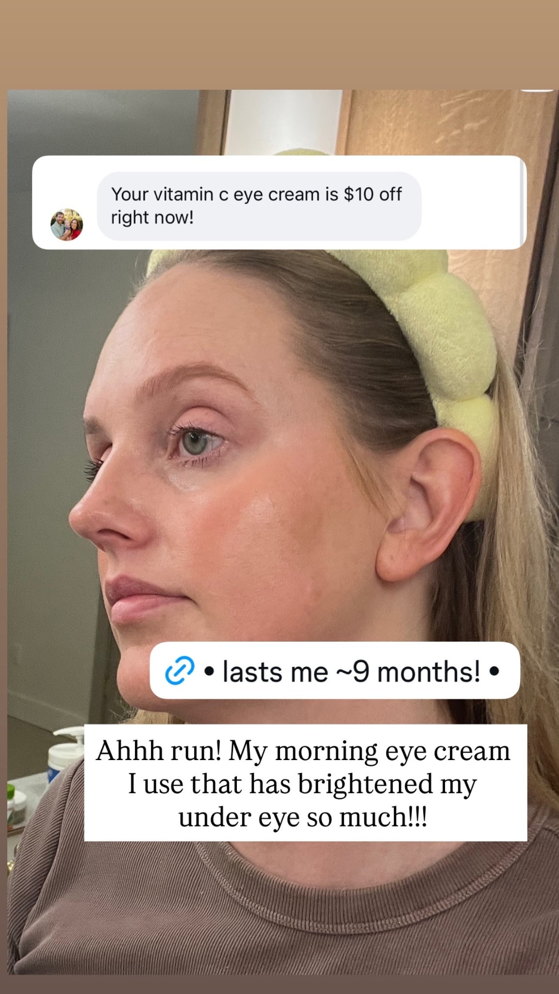 Ahhh run! My morning eye cream I use that has brightened my under eye so much!!!