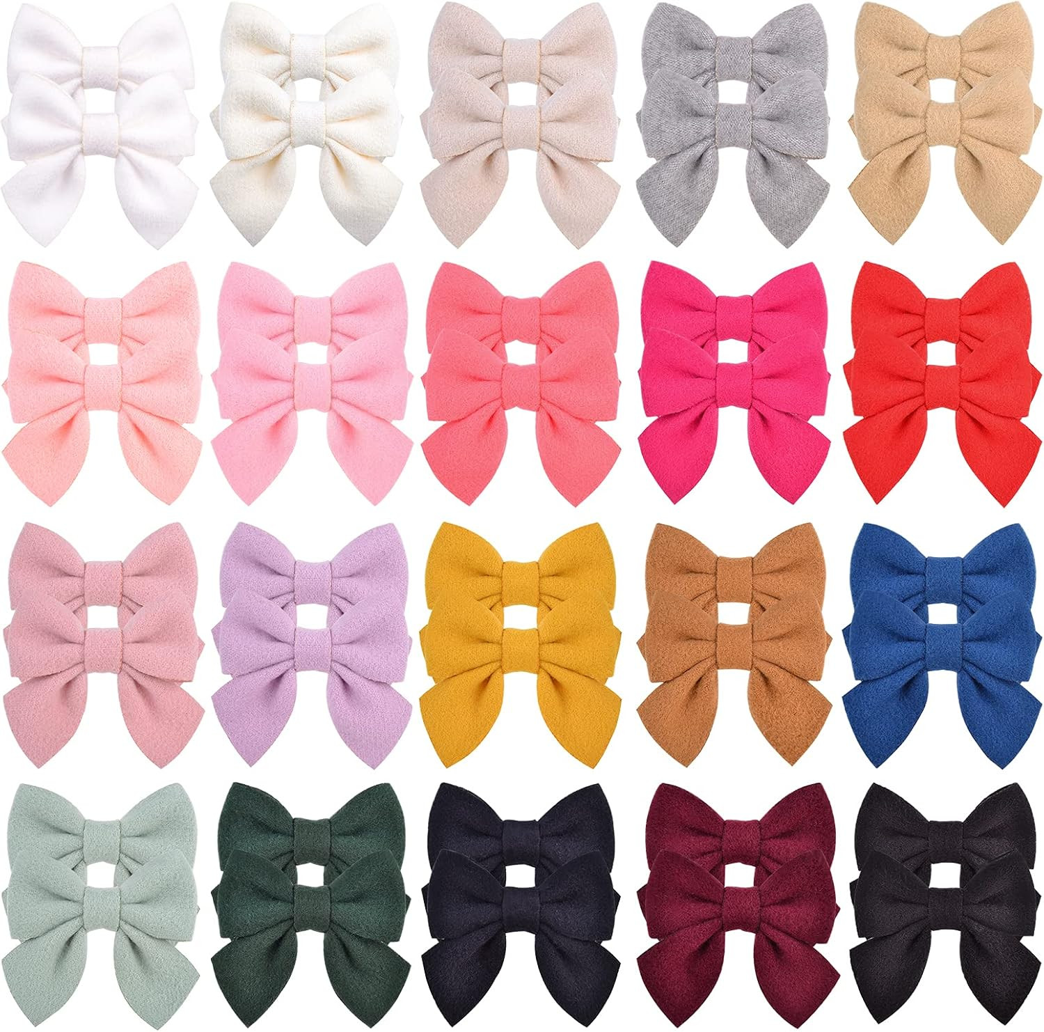 Choicbaby 40PCS/20Colors 2.8 Inches Baby Girls Hair Bows Clips Alligator Clips Felt Woolen Hair Barr | Amazon (US)