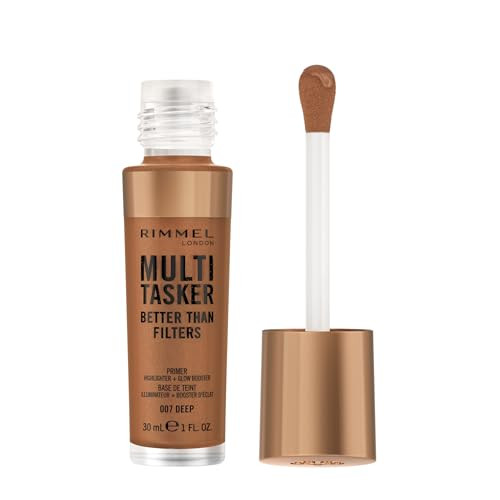 Rimmel Multi-Tasker Better Than Filters, 007 Deep, Face Primer, Glow Booster and Highlighter, Vegan Formula, Anti-Ageing Benefits, Light-Reflecting Pigments, Giant Soft-Touch Wand, 1oz | Amazon (US)