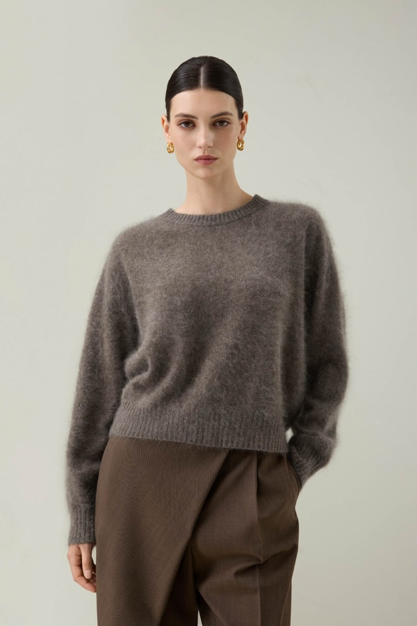 Brushed Seamless Two-Tone Cashmere Jumper | LILYSILK