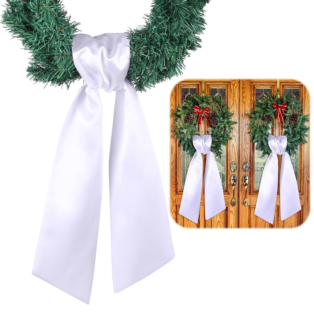 2 Pcs Wreath Sash for Front Door Plain Sash for Embroidery Monogram Wreath Accessories for Xmas P... | Amazon (US)