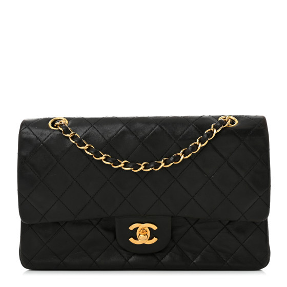 Lambskin Quilted Medium Double Flap Black | FASHIONPHILE (US)