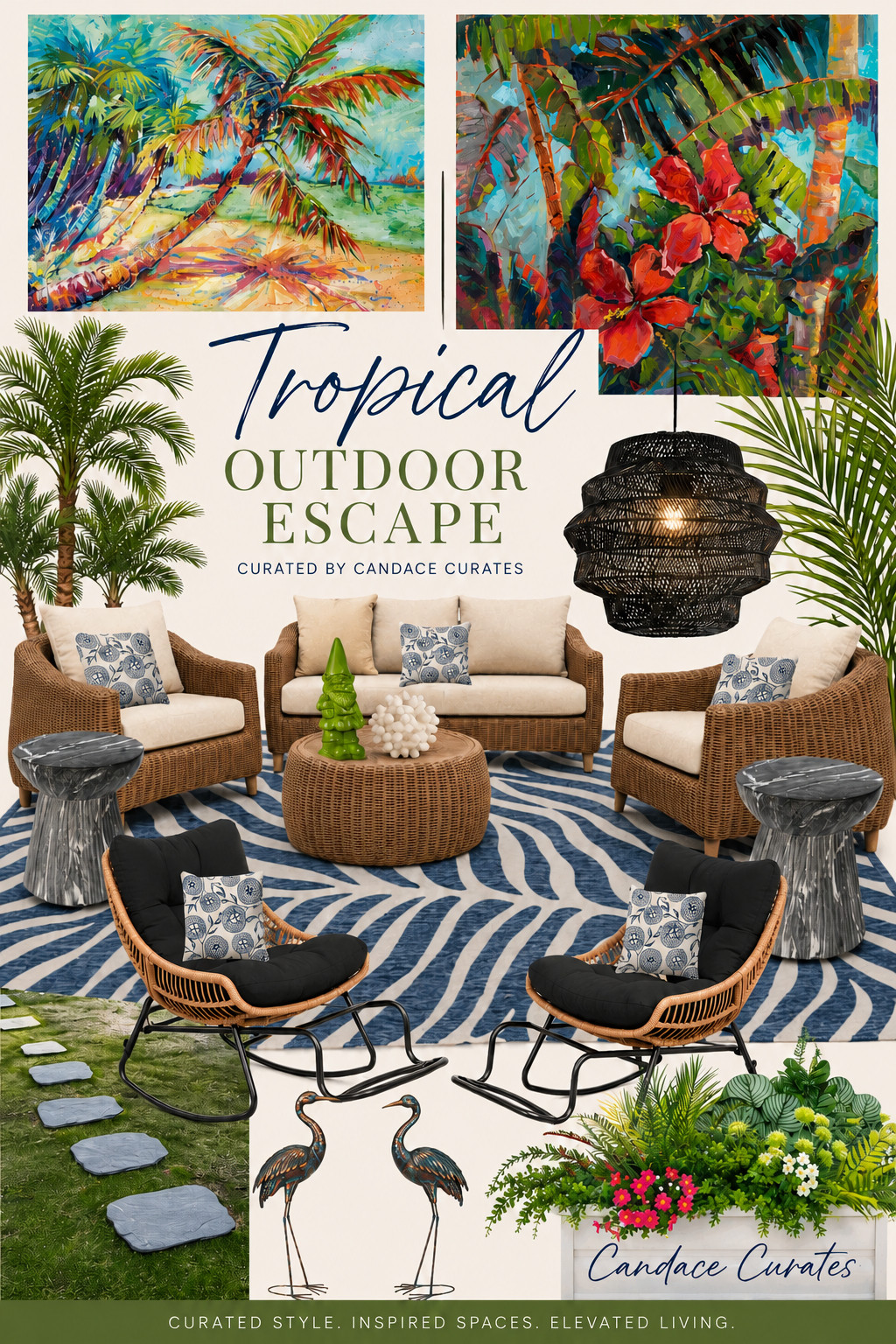 Escape to your own backyard with this curated collection of tropical outdoor furniture, colorful artwork, woven textures, and resort-inspired accents. These are the pieces I'd use to create an outdoor living space that feels relaxed, collected, and elevated all summer long. Shop every item below and create your own backyard retreat.

#OutdoorLiving #PatioIdeas #BackyardDesign #TropicalDecor #CoastalStyle #OutdoorFurniture #LuxuryPatio #BackyardOasis #OutdoorDecor 

 #LTKSeasonal #LTKHome