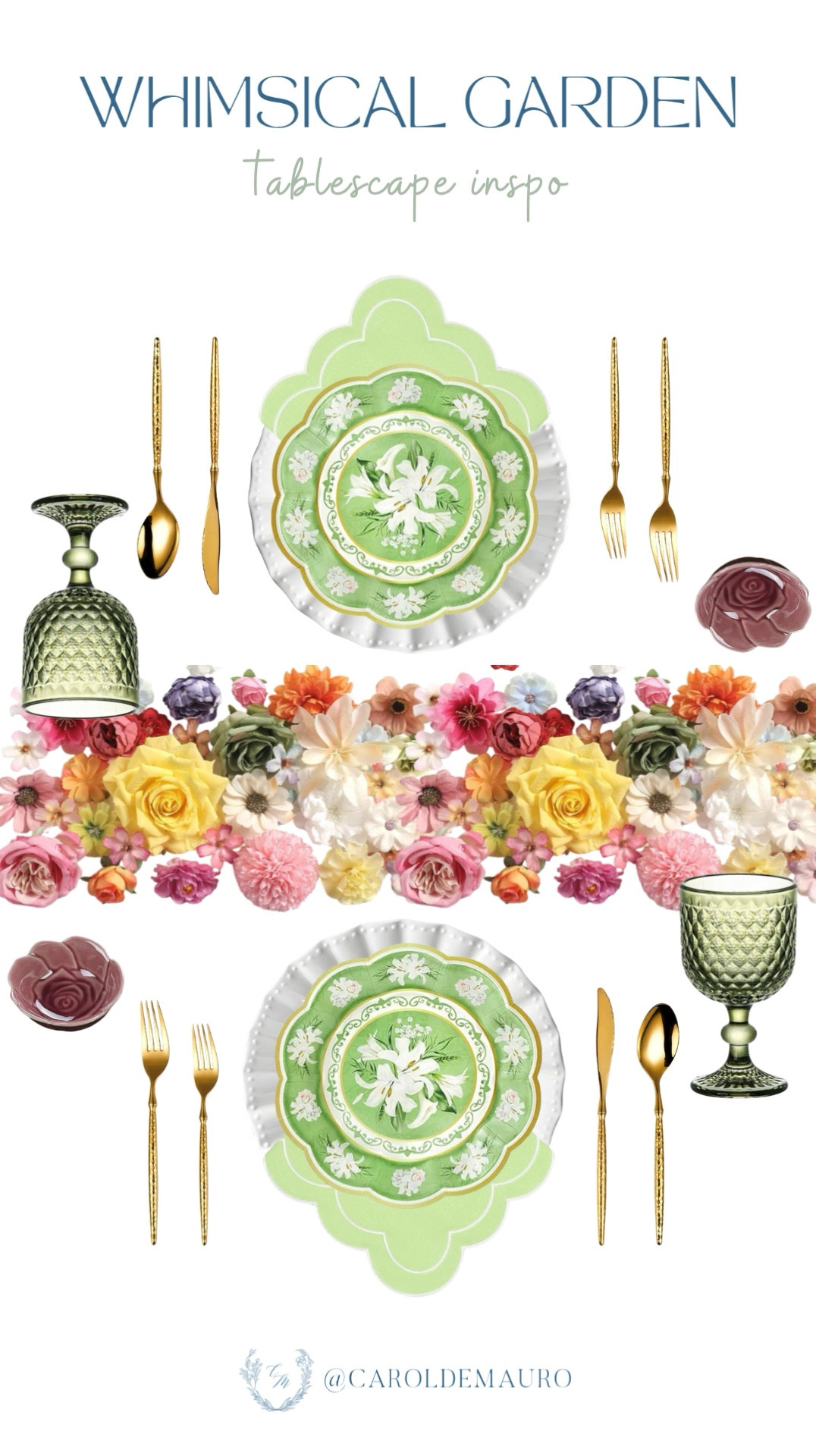 Step into a fairytale with this stunning, whimsical garden tablescape! Gorgeous scalloped green plates, a lush floral centerpiece, and vintage-inspired goblets make this the absolute perfect setup for a spring brunch.

garden party, whimsical tablescape, spring brunch, green glassware, feminine decor, floral tablescape

#LTKU #LTKHome #LTKSeasonal