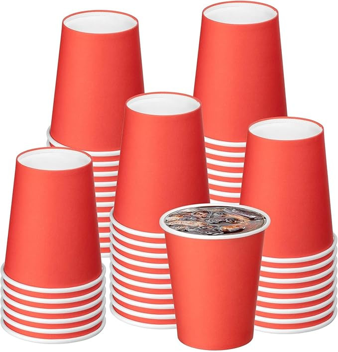 50 Pack 8 oz Paper Cups, Red Disposable Paper Cups,Paper Coffee Cups, Paper Tea Cup, Paper Party ... | Amazon (US)
