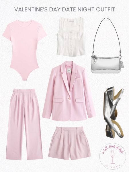 Valentines Day date night outfit idea
Pink suit, pink body suit, silver bag, silver shoes

#LTKworkwear #LTKSpringSale #LTKover40