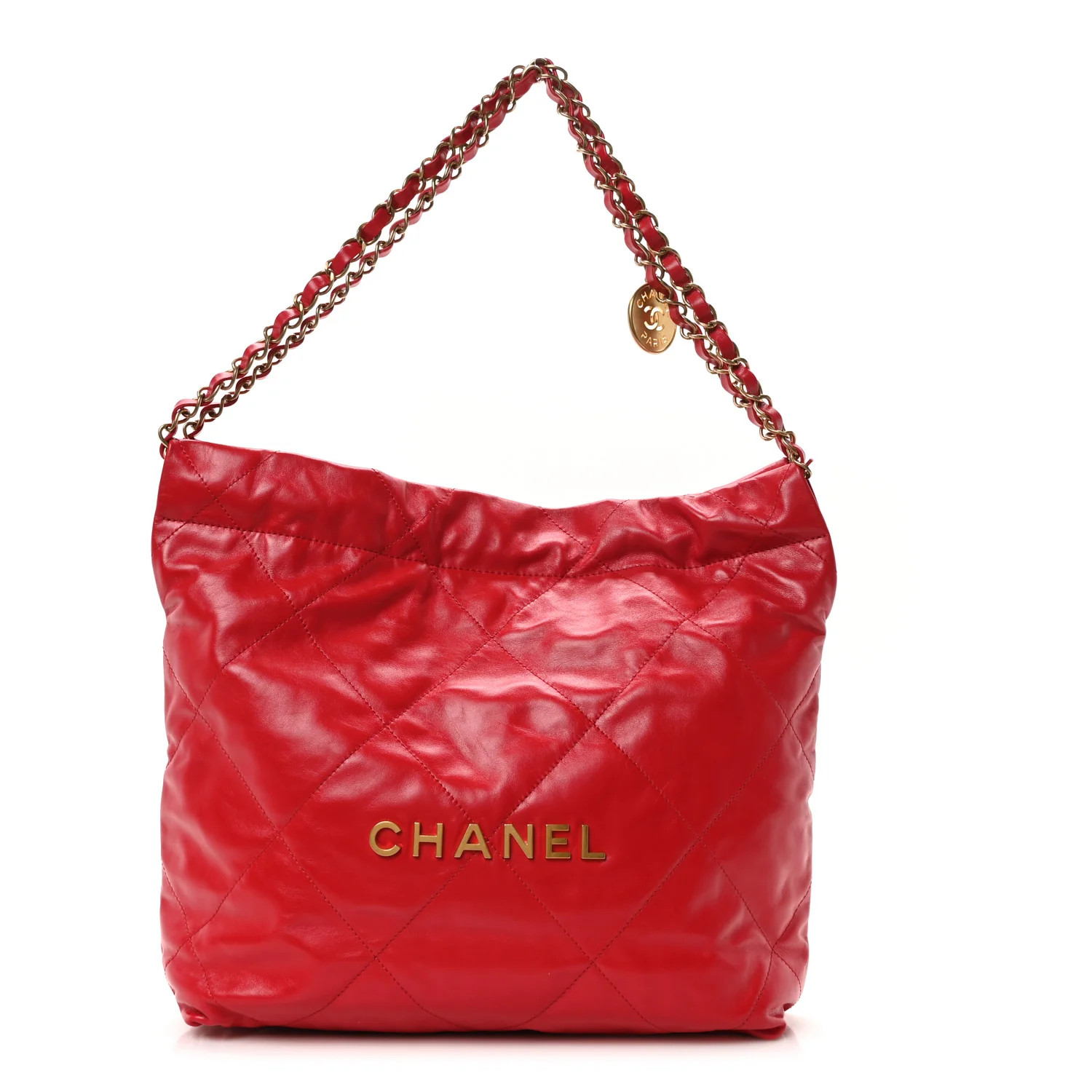 Shiny Calfskin Quilted Small Chanel 22 Red | FASHIONPHILE (US)