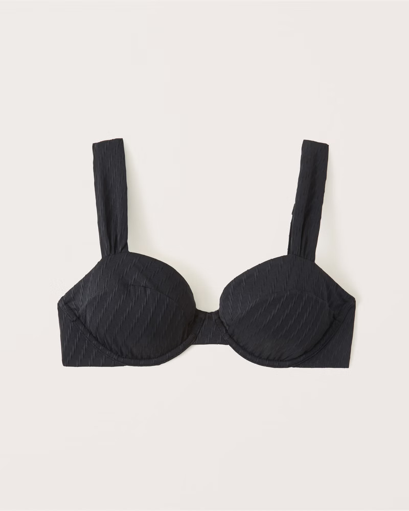 Wide Strap Pleated Underwire Bikini Top | Abercrombie & Fitch (US)
