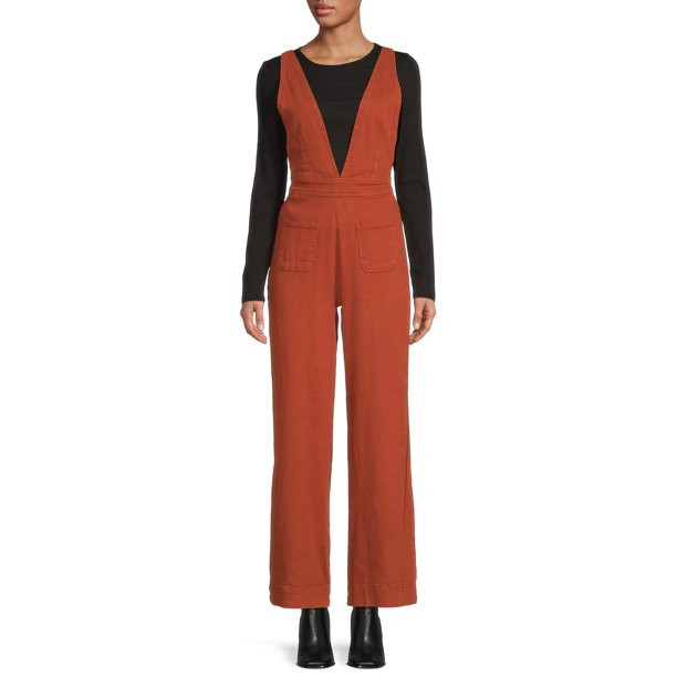 Dollhouse Women's Juniors Plunging Neckline Sleeveless Jumpsuit | Walmart (US)