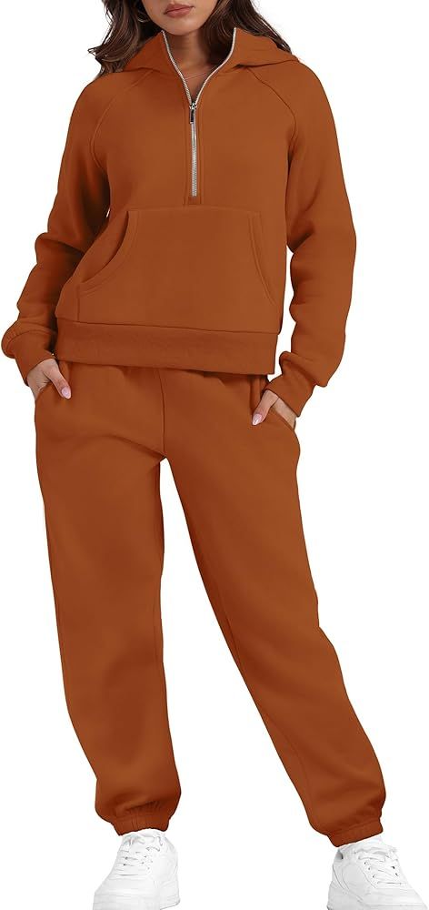 Aokosor Womens 2 Piece Outfits Lounge Half Zip Hoodie Sweatsuit Sets Oversized Sweatshirt Baggy F... | Amazon (US)