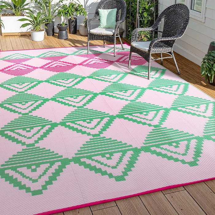 Lahome Waterproof Outdoor Rug 8x10, Reversible Outdoor Plastic Straw Rug for Patios, Outside RV M... | Amazon (US)