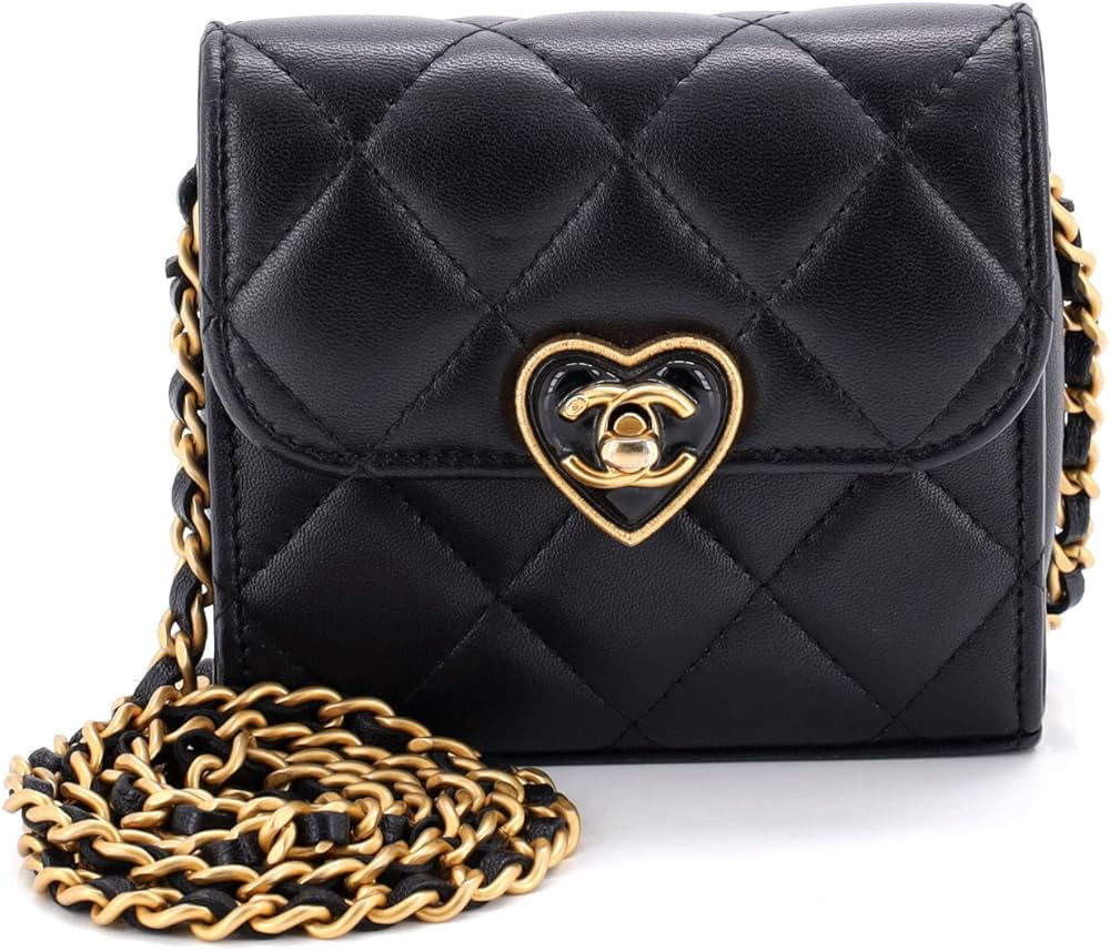 Amazon.com: Chanel, Pre-Loved Coco Love CC Heart Clutch with Chain Quilted Lambskin Mini, Black :... | Amazon (US)
