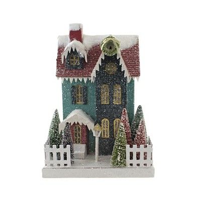 Christmas 10.5" Jewel Tone House Putz Christmas Village  -  Decorative Figurines | Target
