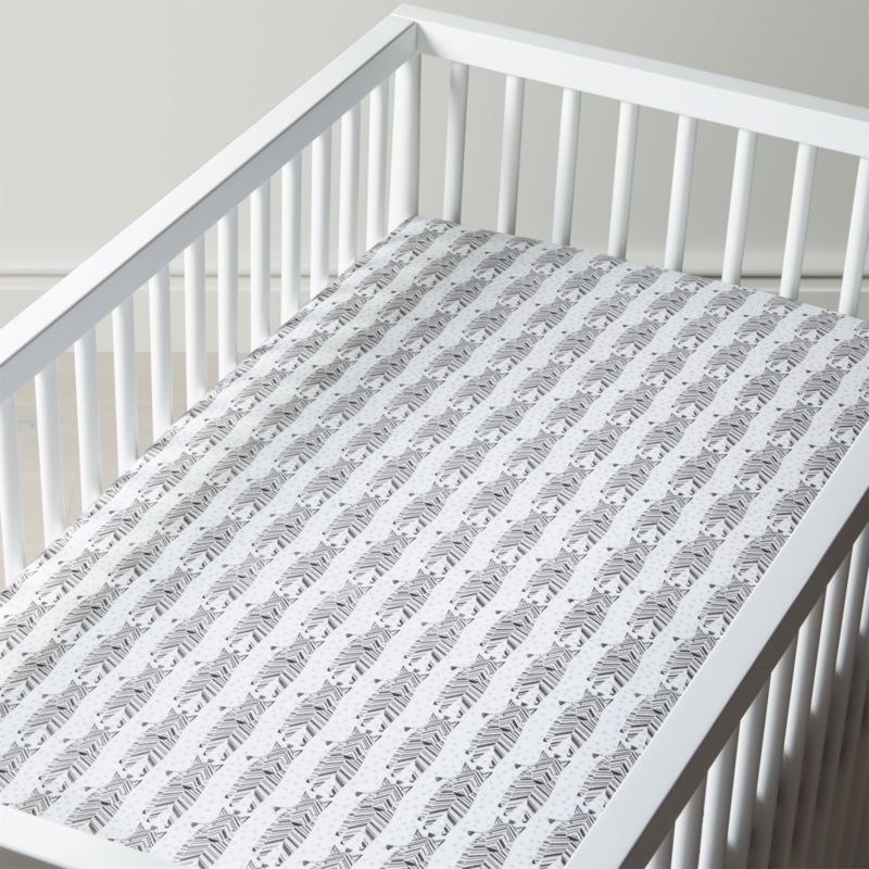 Organic Safari Zebra Fitted Crib Sheet + Reviews | Crate and Barrel | Crate & Barrel