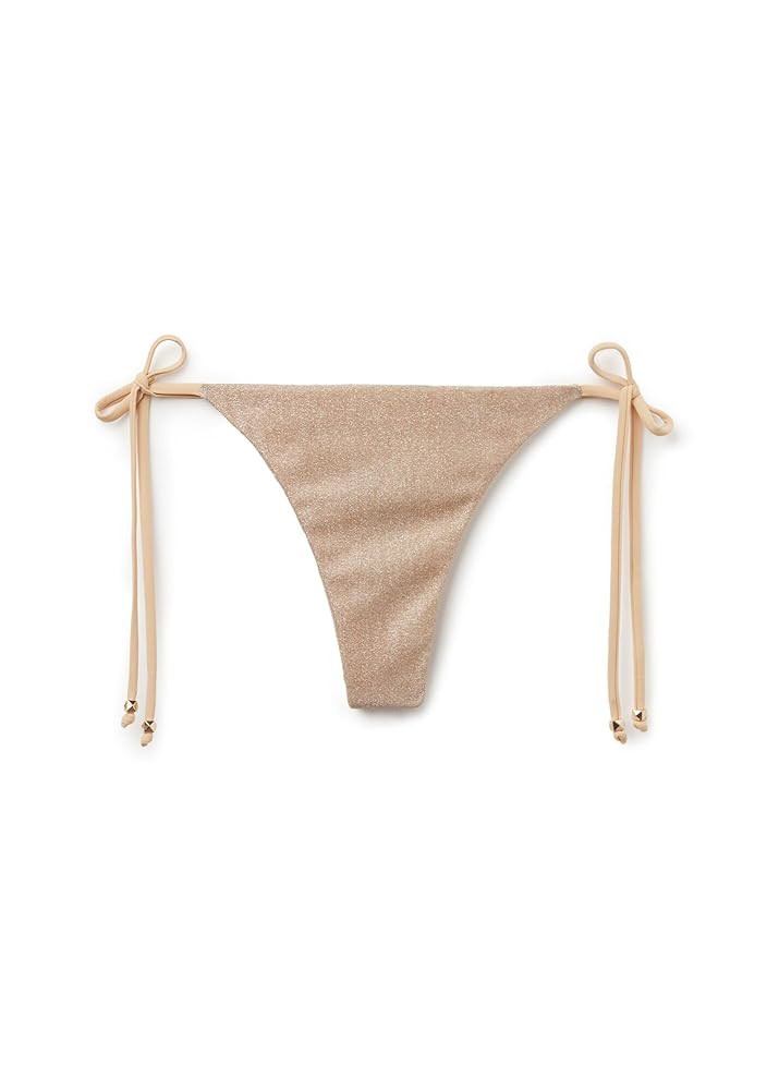 Woman's Thong Bikini Bottoms Golden Glitter | Amazon (US)