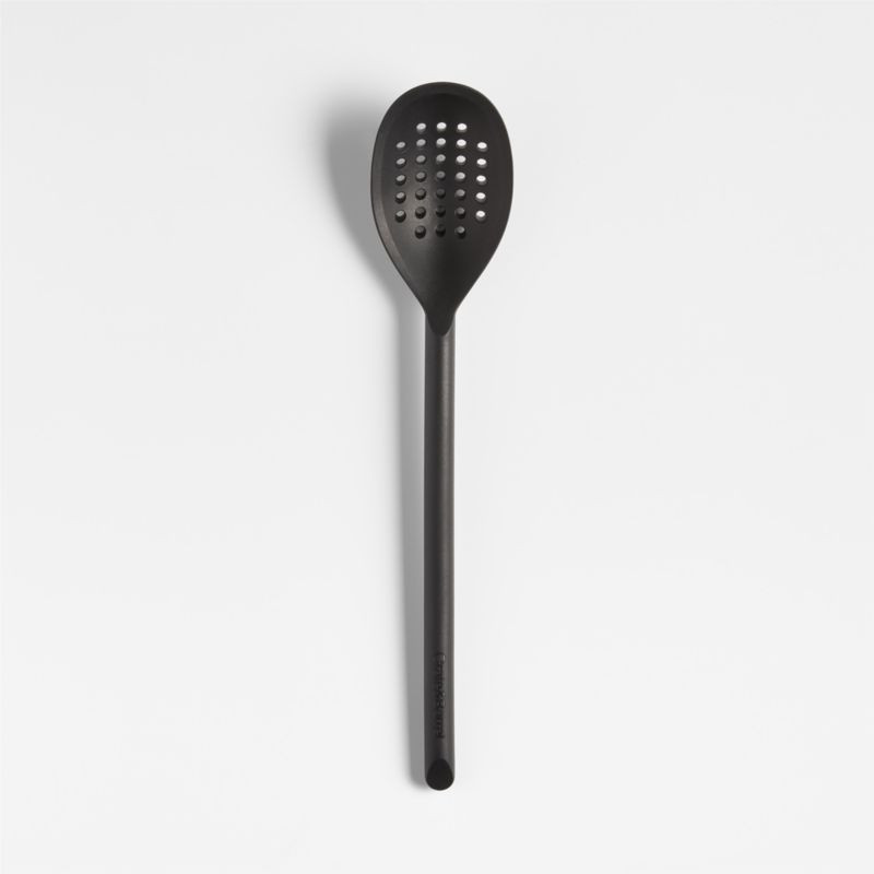 Crate & Barrel Black Silicone Deep Slotted Spoon | Crate & Barrel | Crate & Barrel