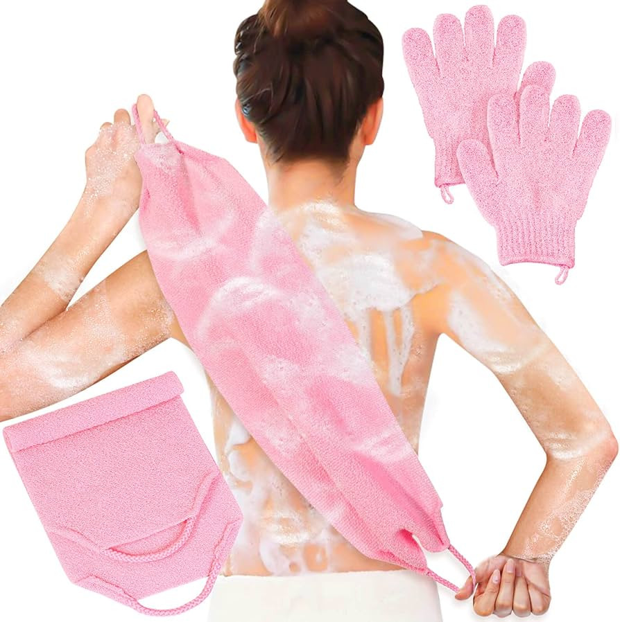 Anezus Exfoliating Shower Bath Gloves Back Scrubber Set for Body, Face, Shower, Bath, Scrub and E... | Amazon (US)