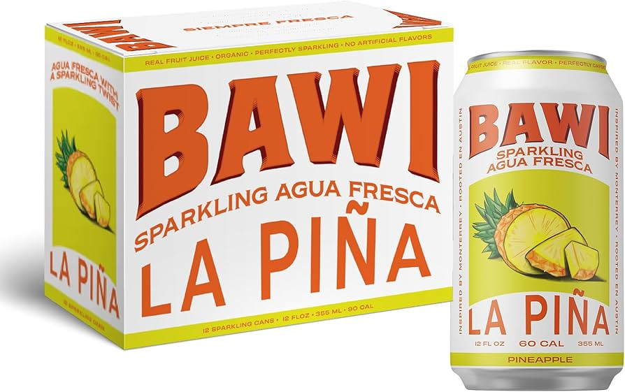 Bawi La Pina Sparkling Agua Fresca, 12 Pack - Pineapple Flavored Water, Plant-Based, Low Calorie,... | Amazon (US)