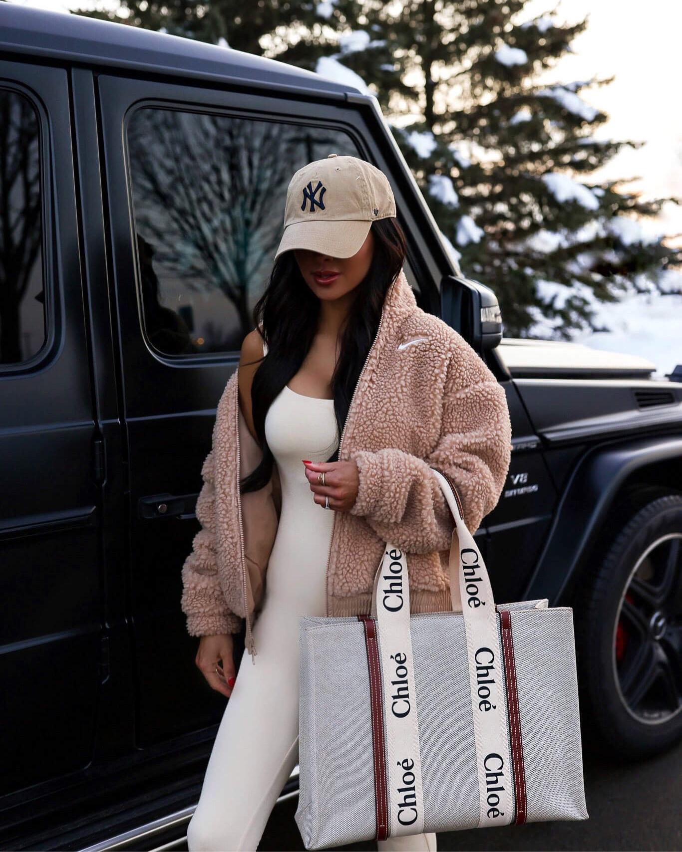 Nordstrom winter workout outfit ideas
Nike tan fleece sherpa jacket wearing an XS
Off white jumpsuit wearing an XS
Chloe woody tote



#LTKfit #LTKSeasonal #LTKstyletip