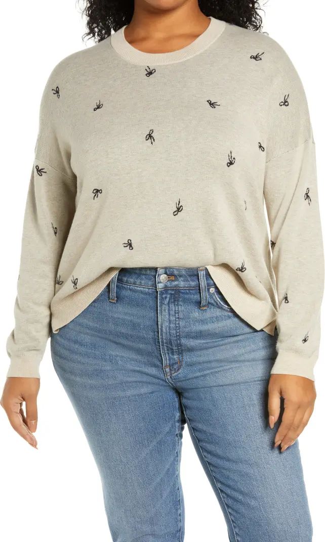 Madewell Bow Jacquard Pullover Sweater | Nordstrom | Nordstrom
